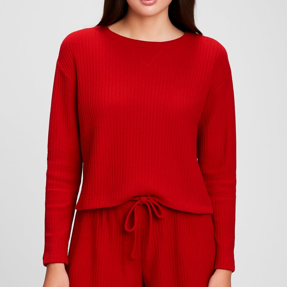 Gap Waffle-Knit Brushed T-Shirt Pajama PJ Top